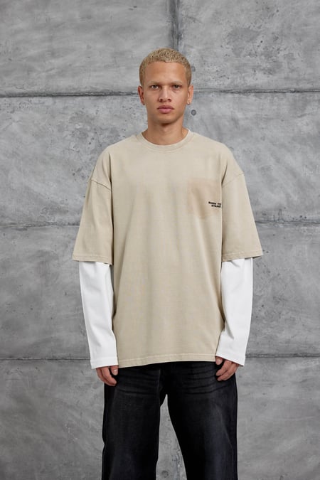 Krem BORN TO STAND YAZILI PARÇA KOLLU SWEATSHIRT