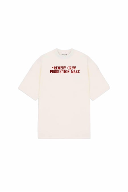 Krem Remedy Crew Yazılı Oversize Tshirt