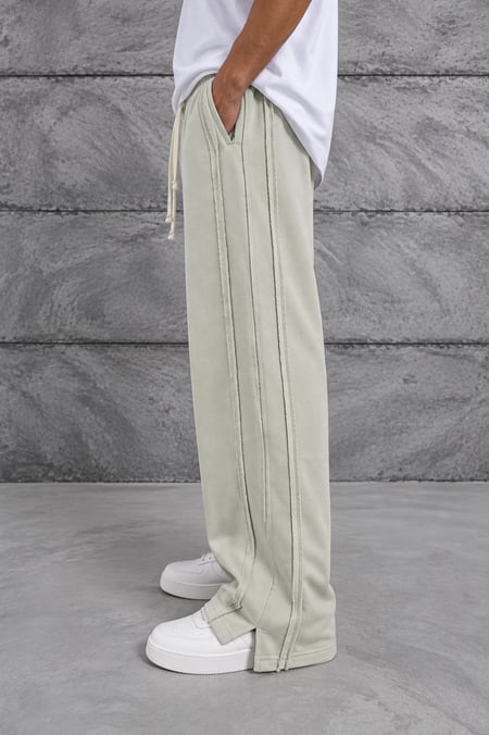 Krem YIKAMALI ŞERİTLİ BAGGY EŞOFMAN ALTI