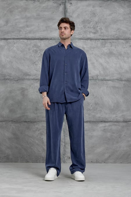 Lacivert 512 Tencel Kumaş OVersize Takım Alt Üst