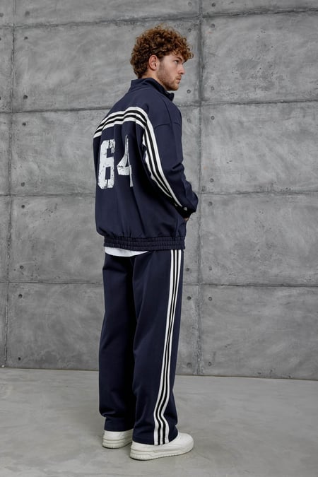Lacivert 64 Baskılı Oversize Eşofman Takımı