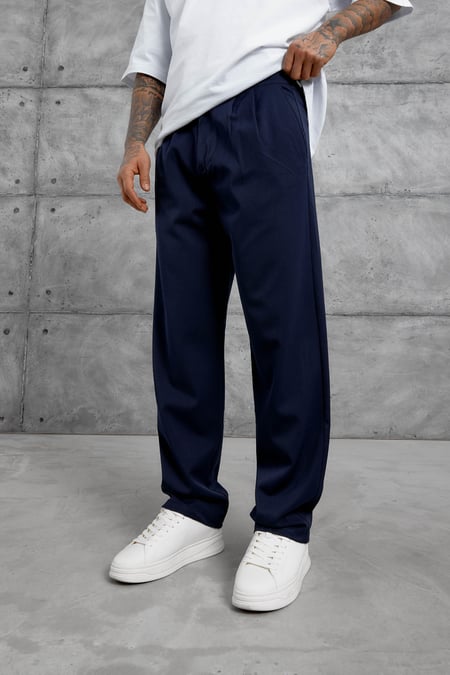 Lacivert Gst Kumaş Baggy Pantolon