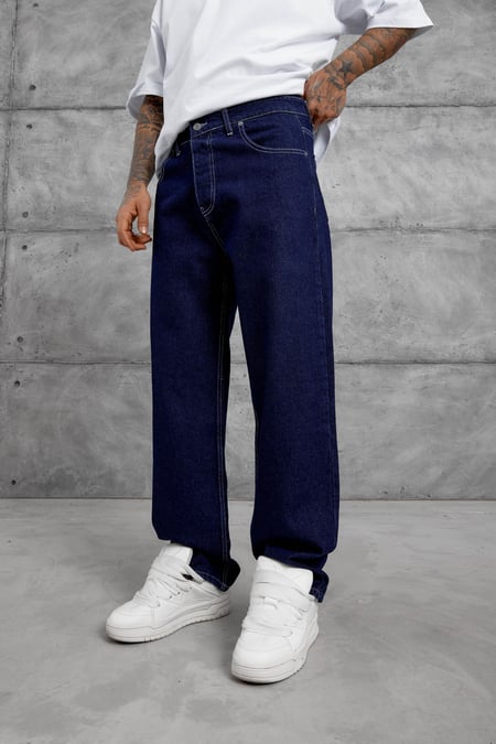 Lacivert MB DİKİŞ DETAYLI BAGGY JEAN