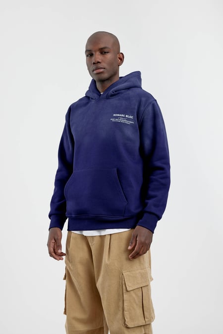Lacivert Nomarc Bloc Baskılı Kapüşonlu Sweatshirt