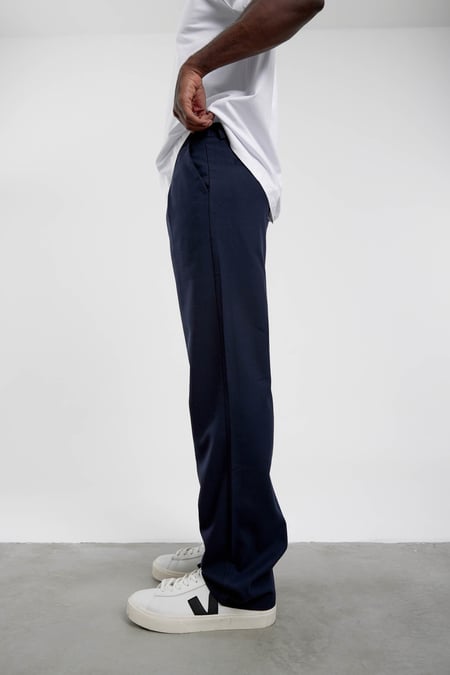 Lacivert YP-PAN24066 Kumaş Baggy Pantolon
