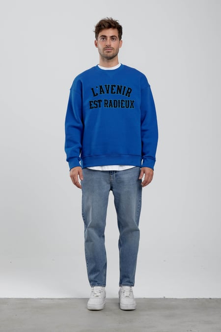 Lavenir Yazılı Mavi Sweatshirt