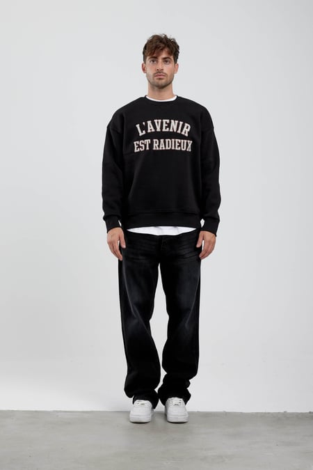 Lavenir Yazılı Siyah Sweatshirt