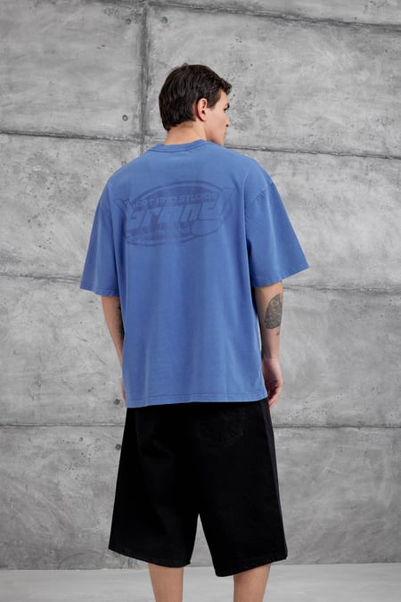 Mavi Brand Yazılı Yıkamalı Oversize Tshirt