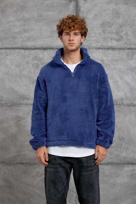 Mavi LNS YARIM FERMUAR PELUŞ SWEATSHİRT