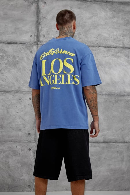 Mavi Los Angeles Yıkamalı Oversize Tshirt