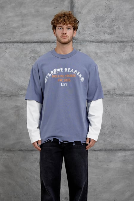 Mavi Rolling Stone Baskılı Parça Kollu Sweatshirt