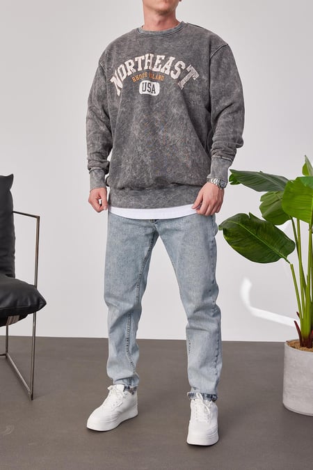 Northeast Yıkamalı Füme Sweatshirt