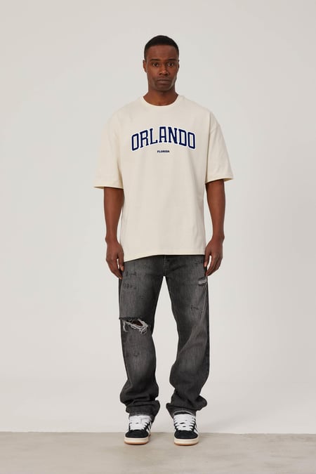 Orlando Yazılı Krem Tshirt