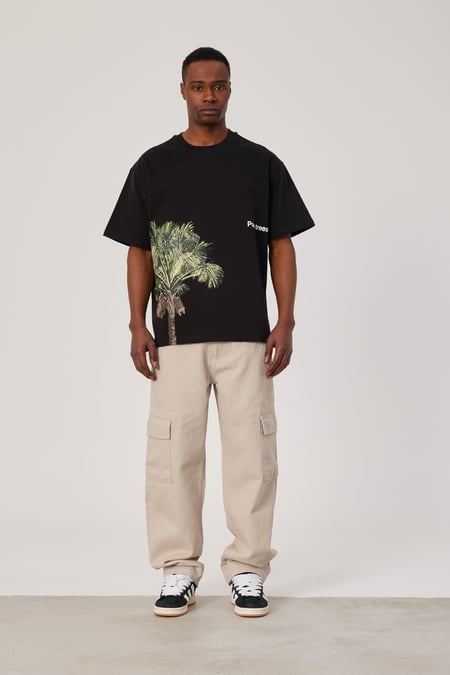 Palm Trees Baskılı Siyah Tshirt
