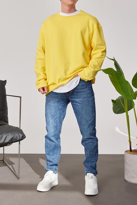 Pis Yaka Sarı Sweatshirt