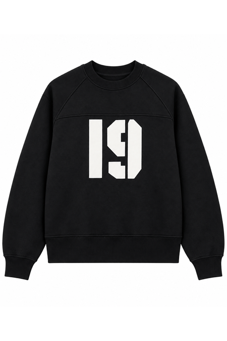 Siyah 19 BASKILI OVERSIZE ŞARDONLU SWEATSHIRT