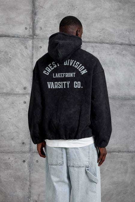 Siyah CRET DIVISION BASKI YIKAMALI OVERSIZE SWEATSHIRT
