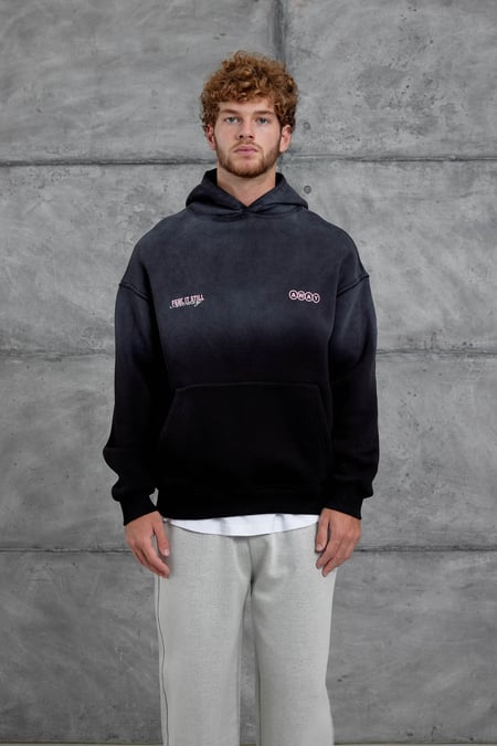 Siyah Esent Püskürtme Detaylı Oversize Sweatshirt