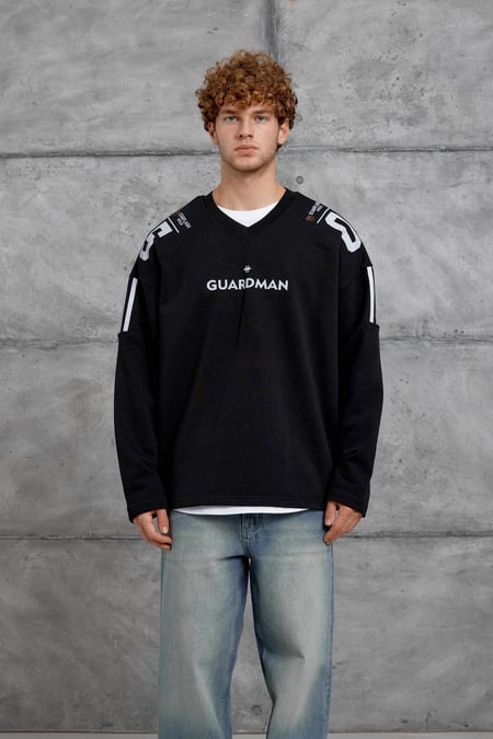 Siyah GUARDMAN BASKILI OVERSİZE SWEATSHİRT