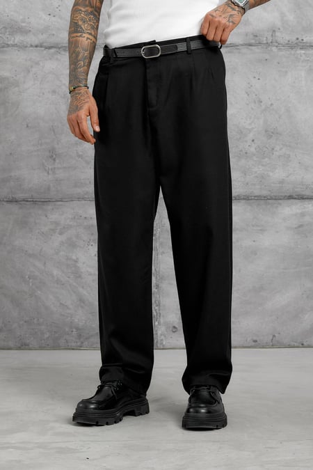 Siyah JGGRM KUMAŞ BAGGY PANTOLON