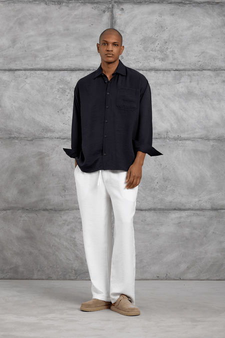Siyah MODAL KUMAŞ OVERSIZE GÖMLEK