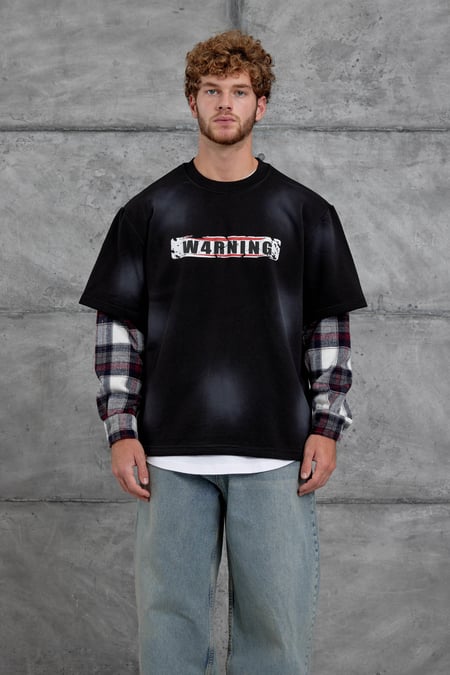 Siyah Nmrc Kolu Parçalı Oversize Sweatshirt