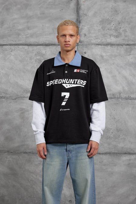 Siyah SPEEDHUNTERS BASKILI OVERSİZE SWEATSHİRT