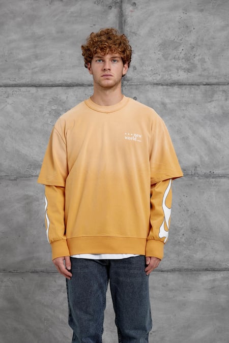Turuncu KOLU ALEV BASKILI OVERSİZE SWEATSHIRT