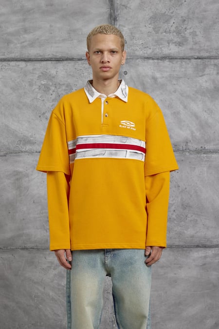 Turuncu Nmrc Polo Yaka Kolu Parçalı Oversize Sweatshirt