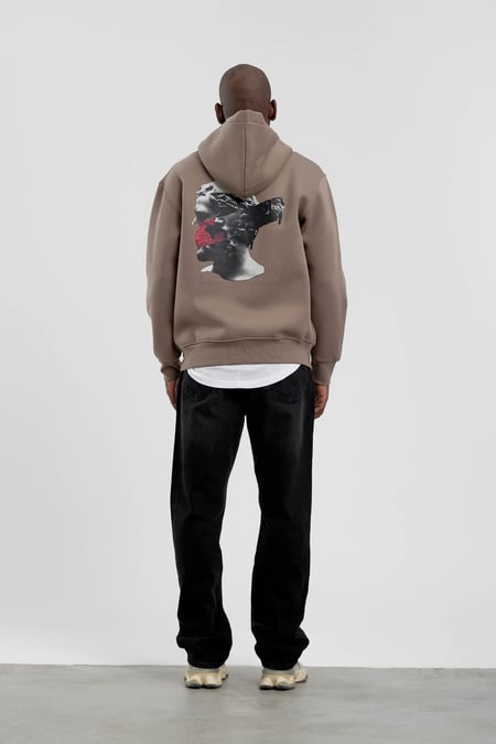 Vizon Figür Baskılı Kapüşonlu Sweatshirt