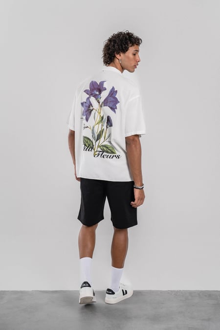 Wild Fleurs Baskılı Beyaz Yıkamalı Gömlek
