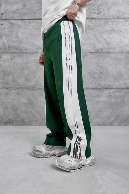 Yeşil Fırça Şeritli Baggy Eşofman