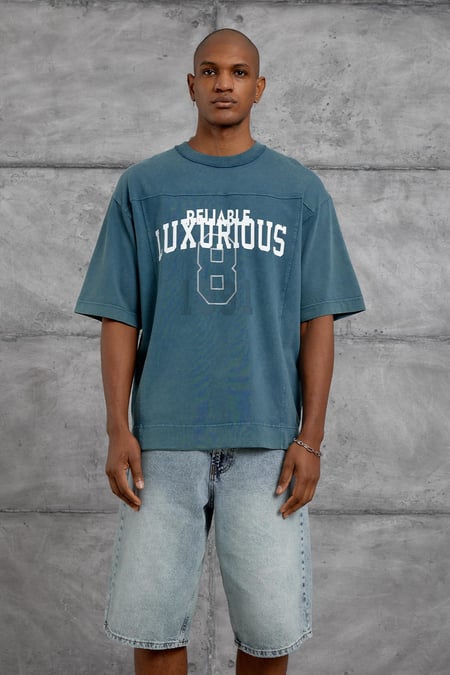Yeşil LUXURUOUS BASKI YIKAMALI OVERSIZE TSHIRT