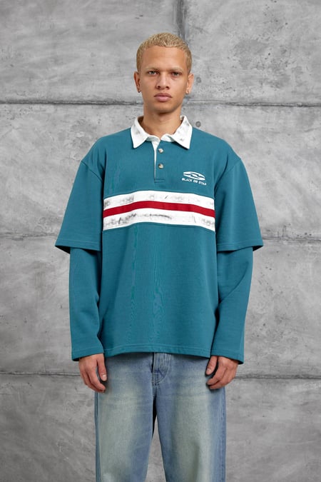 Yeşil Nmrc Polo Yaka Kolu Parçalı Oversize Sweatshirt