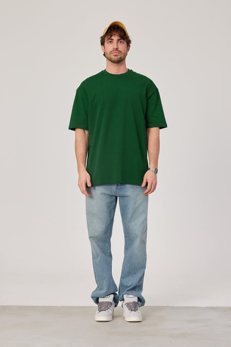 Yeşil Oversize Basic Tshirt