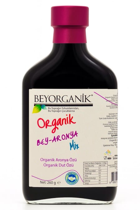 Organik BEY ARONYA Mix 260gr Gerçek Meyve Parçacıklı      (PESTİSİT VE AĞIR METAL ANALİZLİ)   
     görseli.