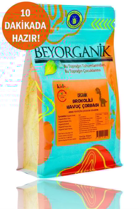 Organik Brokolili Havuç Çorbası 50gr 10 Dakikada Hazır (PESTİSİT VE AFLATOKSİN ANALİZLİ görseli.