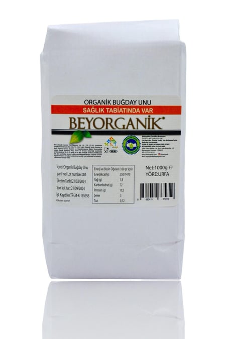 Organik Buğday Unu 1kg (Pestisit ve Aflatoksin Analizli) görseli.