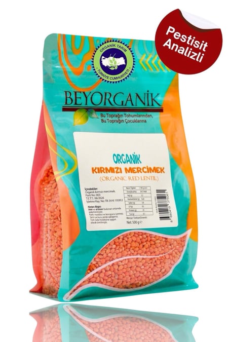 Organik Kırmızı Mercimek 500gr (PESTİSİT VE AFLATOKSİN ANALİZLİ)
görseli.