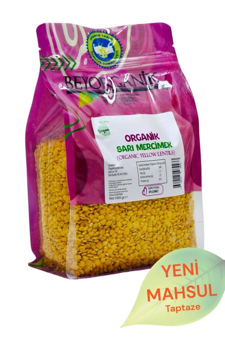 Organik Sarı Mercimek 1kg (Pestisit ve Aflatoksin Analizli) görseli.
