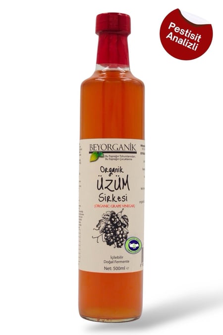 Organik Üzüm Sirkesi 500ml (PESTİSİT VE AĞIR METAL ANALİZLİ)
görseli.
