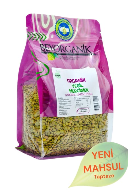 Organik Yeşil Mercimek 1kg (Pestisit ve Aflatoksin Analizli) görseli.