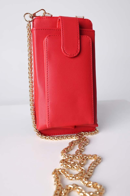 Red-Multi-Compartment Chain Strap Bag