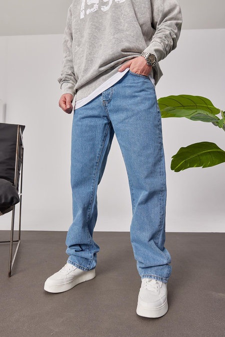 15799 Düz Mavi Baggy Jean
