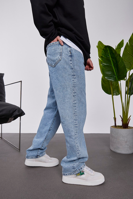 5174 Taşlamalı Açık Mavi Baggy Jean