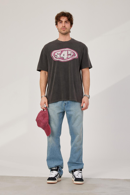 545 Baskılı Yıkamalı Füme Tshirt