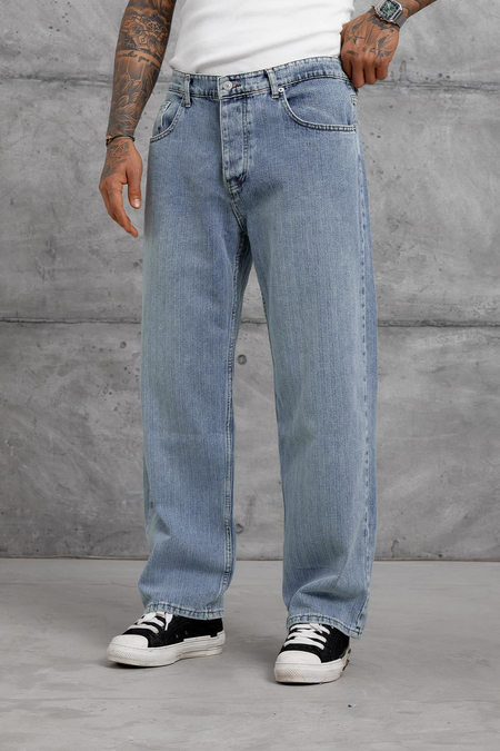 Açık Mavi ÇİZGİ DESEN BAGGY JEAN