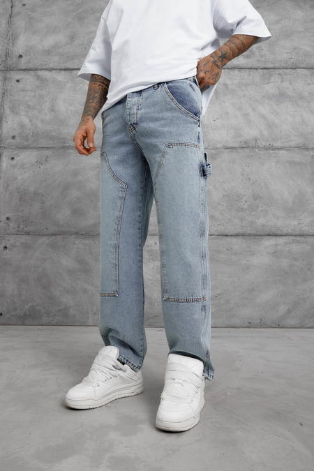 Açık Mavi MB YANDA DETAYLI BAGGY JEAN