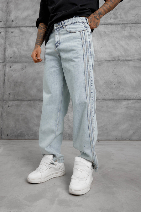 Açık Mavi MMX YANI DETAYLI BAGGY JEAN