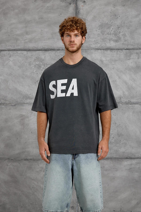 Antrasit SEA BASKI YIKAMALI OVERSIZE TSHIRT